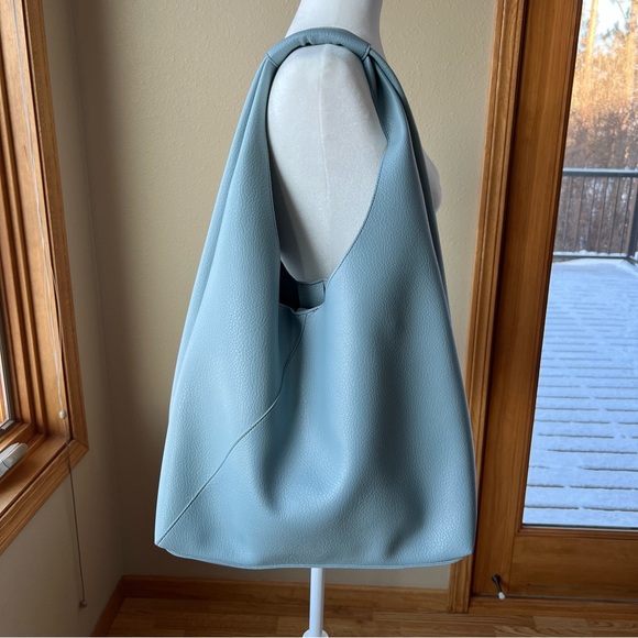 Banana Republic Handbags - Banana Republic Vegan Leather Slouchy Tote Purse Blue Ravine Boho Minimalist